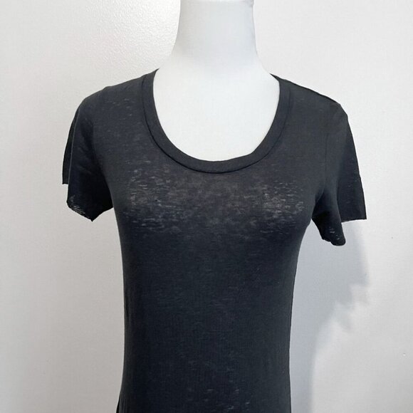 MAJESTIC FILATURES BLACK LINEN BLEND SHORT SLEEVE MAXI DRESS - XS (1) - Picture 4 of 9